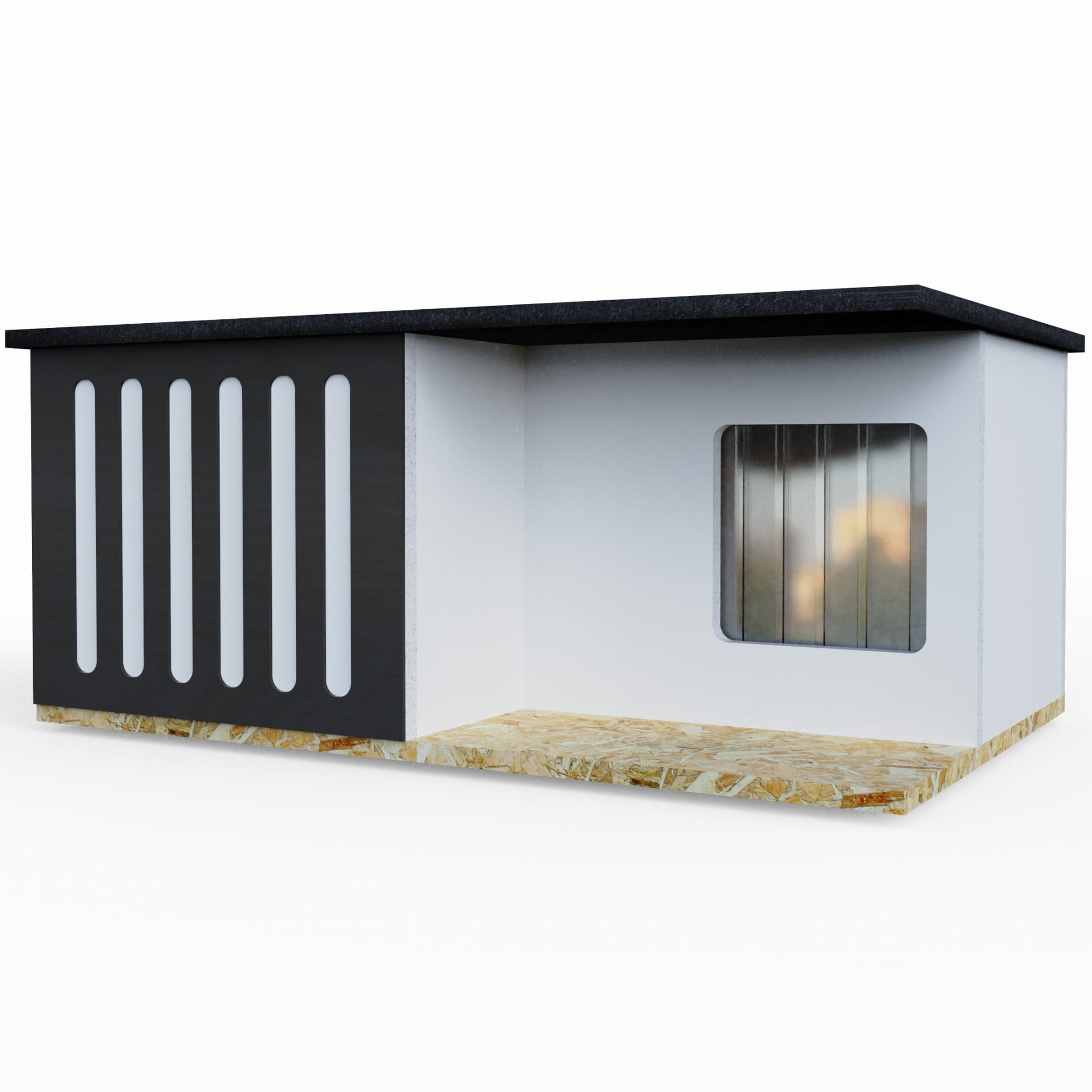 Kompaktes Design-Katzenhaus – Schwarz und Weiß