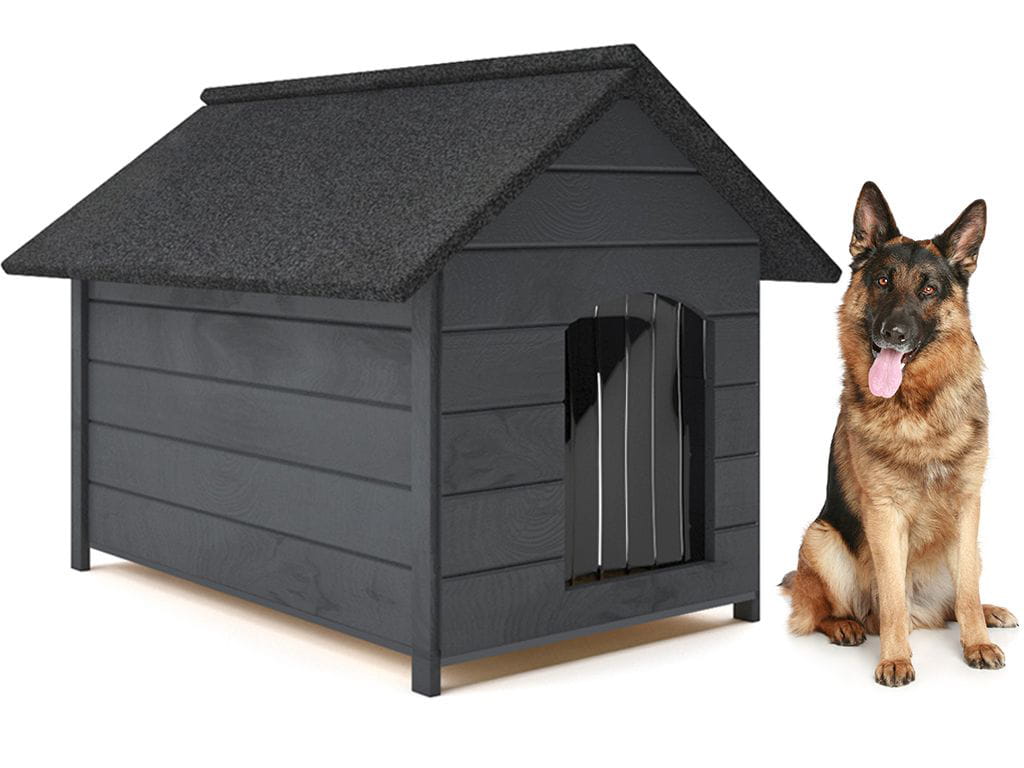 Isolierte Hundehütte aus Holz – Größe XL – Farbe Grau