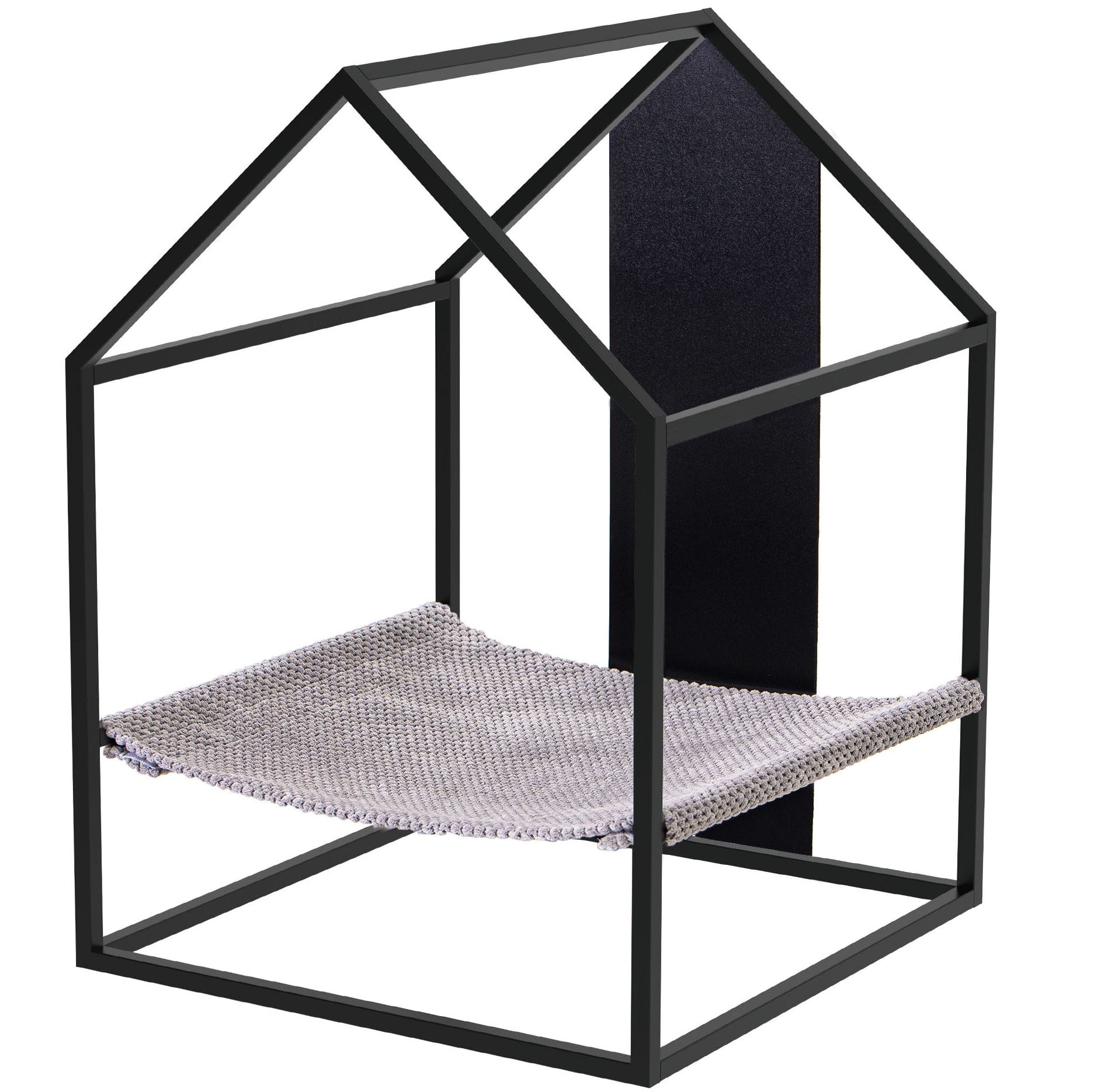 Loft-Katzenbett in Hausform mit waschbarer Hängematte